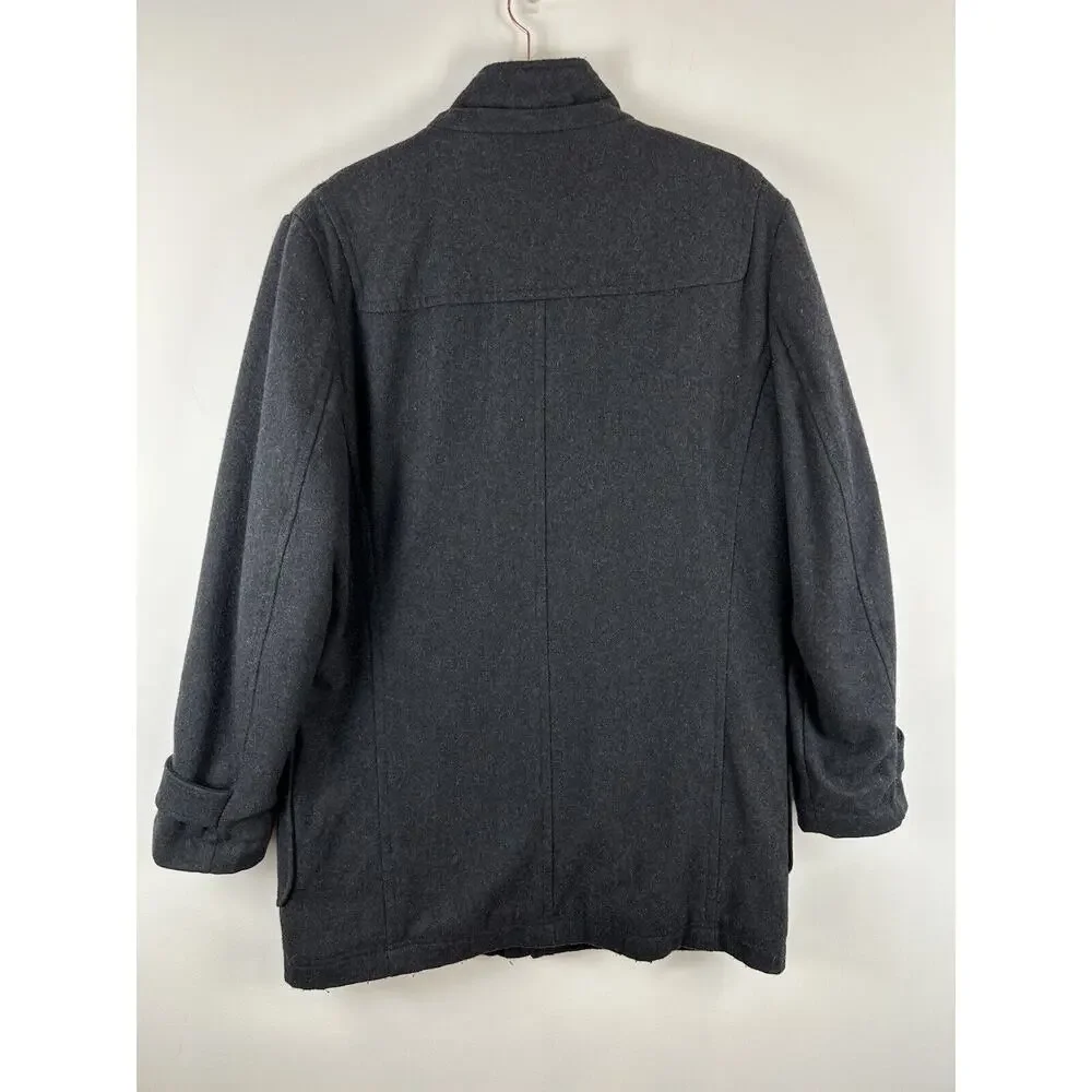 Nautica Wool‎ Coat Big Men Size M Toggle Full Zip Gray Heavy Winter Jacket Lined